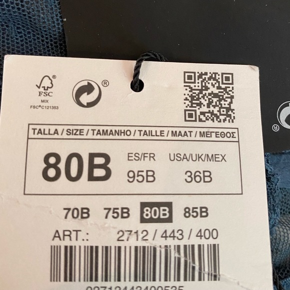 NWT. Zara Green Dotted Mesh Bra. Size 36B. - Picture 6 of 8